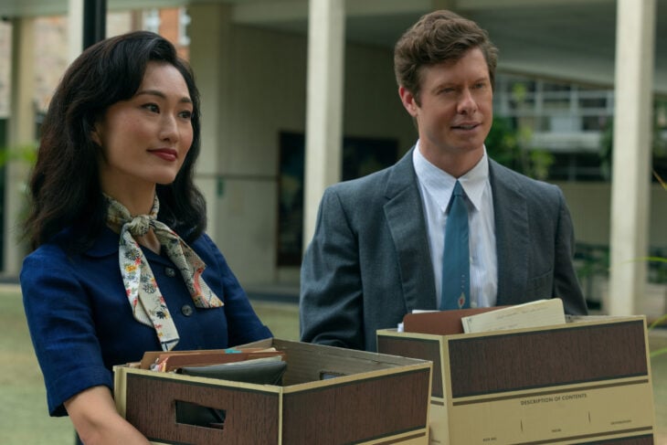 Still from Monarch: Legacy of Monsters Season 2 Episode 6 of Mari Yamamoto and Anders Holm pictured from left to right. What to Expect from Monarch: Legacy of Monsters Season 2 Episode 6: Requiem Still from Monarch: Legacy of Monsters Season 2 Episode 6 of Mari Yamamoto and Anders Holm pictured from left to right.