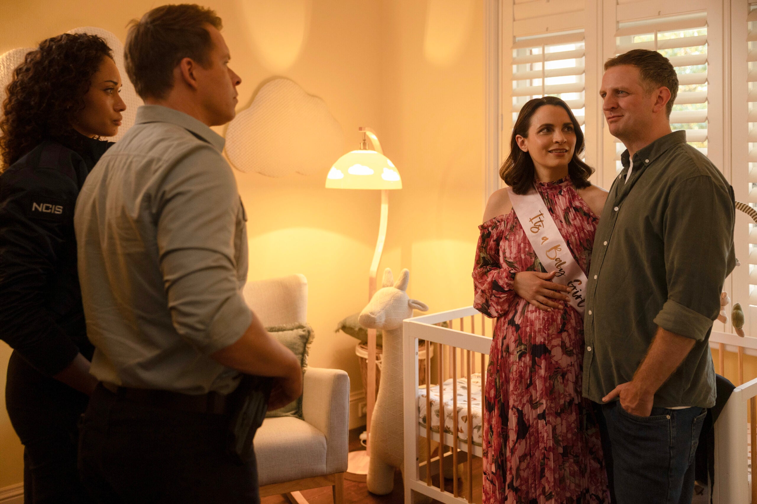 NCIS: Sydney Season 3 Episode 11, "Berthed" -- Olivia Swann as NCIS Special Agent Captain Michelle Mackey, Todd Lasance as AFP Liaison Officer Sergeant Jim 'JD' Dempsey, Jessica Tovey as Alycia Williams and Aaron Glenane as David Williams