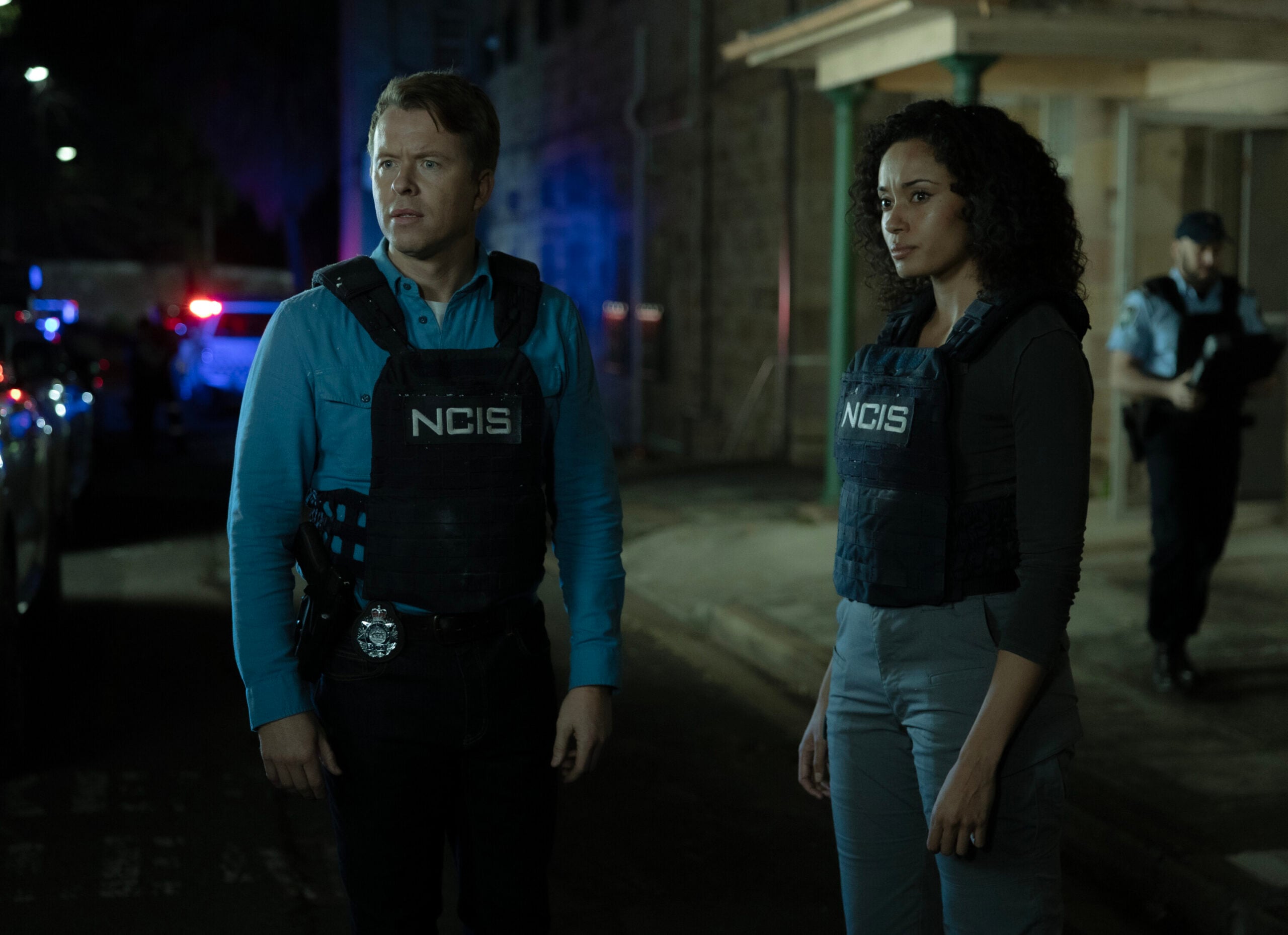 NCIS: Sydney Season 3 Episode 13, "Lone Wolf: Part Two" -- Todd Lasance as AFP Liaison Officer Sergeant Jim 'JD' Dempsey and Olivia Swann as NCIS Special Agent Captain Michelle Mackey