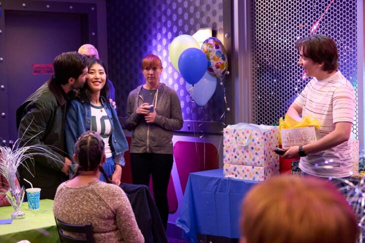 St. Denis Medical Season 2 Episode 14, "Happy Birthday, Matty," - (l-r) Stephen Schneider as Chaplain Steve, Kahyun Kim as Serena, and Mekki Leeper as Matt St. Denis Medical Season 2 Episode 14 Review: Happy Birthday, Matty 