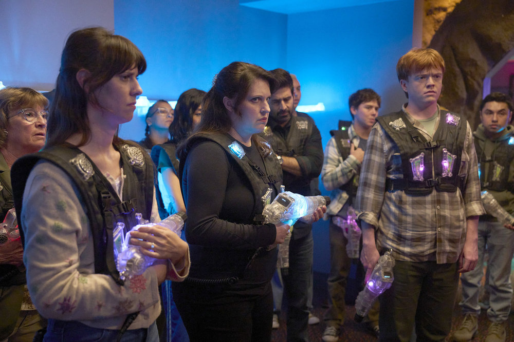 St. Denis Medical Season 2 Episode 14, Happy Birthday, Matty, - (l-r) Allison Tolman as Alex, and Dan Leahy as Brandon