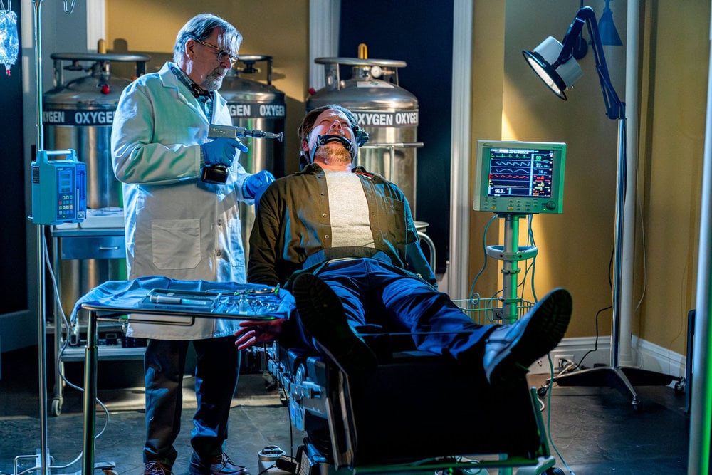 The Hunting Party Season 2 Episode 7, "Sidney Fairfax," - (l-r) David Rasche as Sidney Fairfax and Todd Ryan Jones as Gary Thorpe