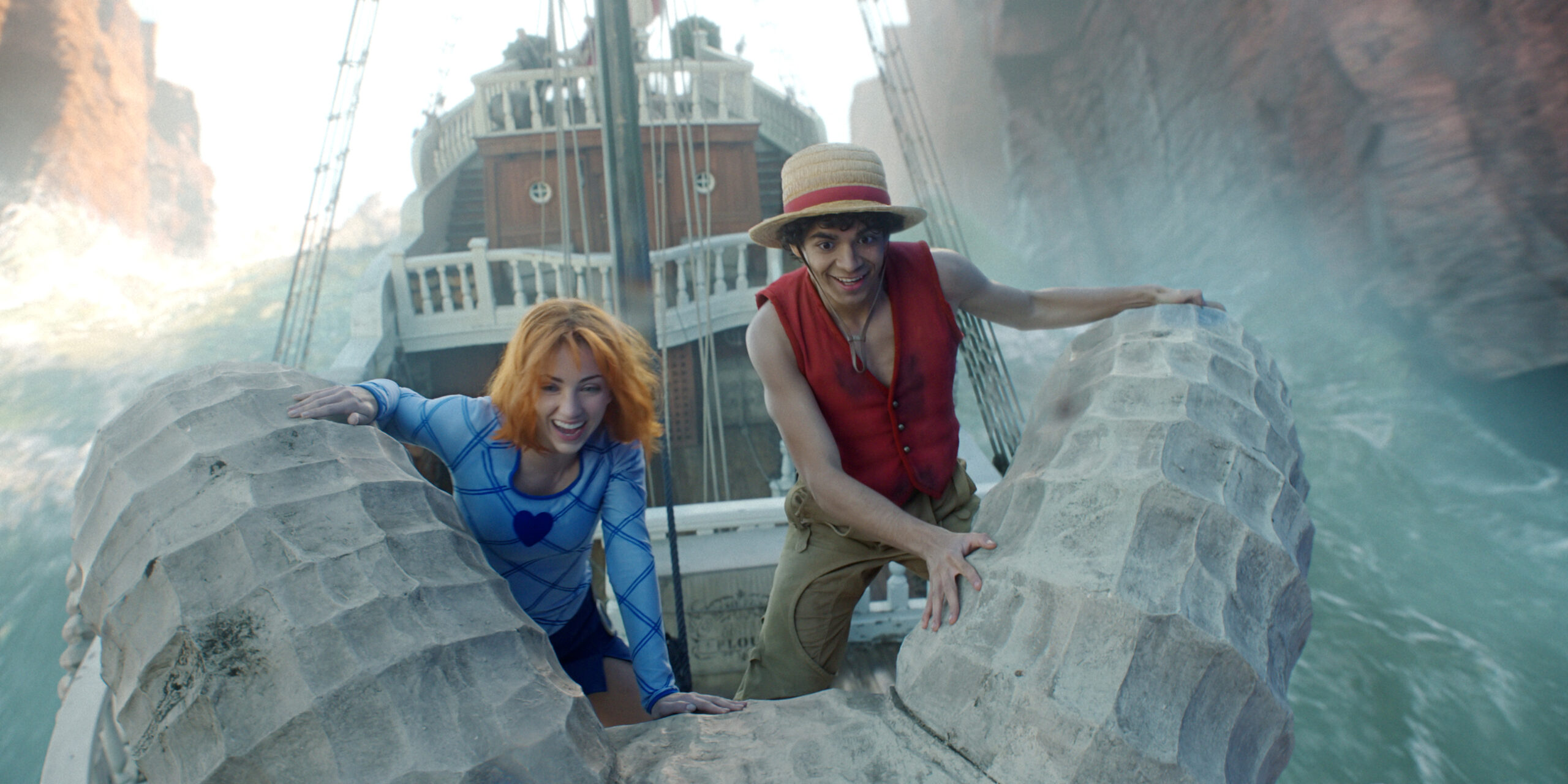 One Piece - (l-r) Emily Rudd as Nami and Iñaki Godoy as Monkey D. Luffy