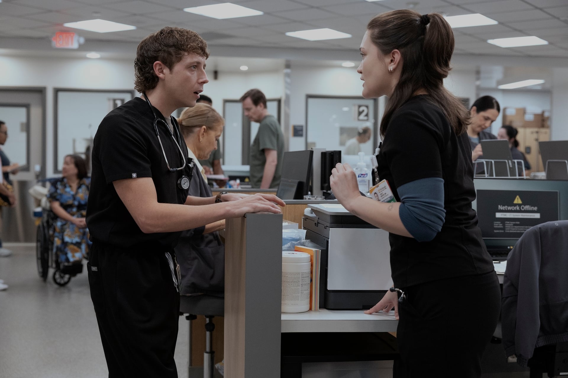 The Pitt Season 2 Episode 12 — Gerran Howell, Isa Briones (Photograph by Warrick Page/HBO Max)