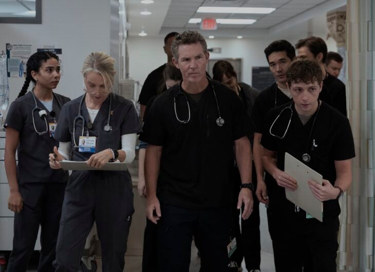 The Pitt Season 2 Episode 13 — Laëtitia Hollard, Katherine LaNasa, Shawn Hatosy, Ken Kirby, Gerran Howell (Photograph by Warrick Page/HBO Max) The Pitt Season 2 Episode 13 Review: 7:00 PM 