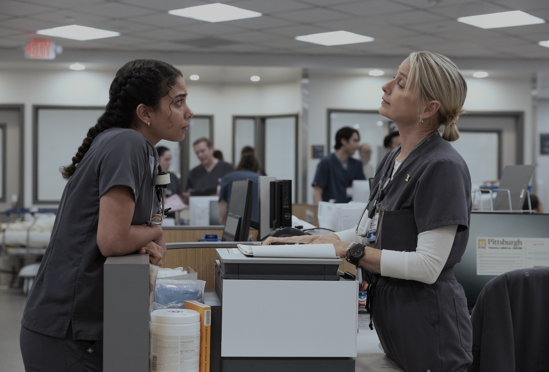 The Pitt Season 2 Episode 13 — Laëtitia Hollard, Katherine LaNasa (Photograph by Warrick Page/HBO Max)