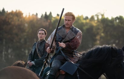 Outlander Season 8 Episode 2 - Paul Gorman (“Josiah/Kezzie Beardsley”) and Sam Heughan (“Jamie Fraser”). Photo courtesy of STARZ Outlander Season 8 Episode 2 Review: Prophecies 