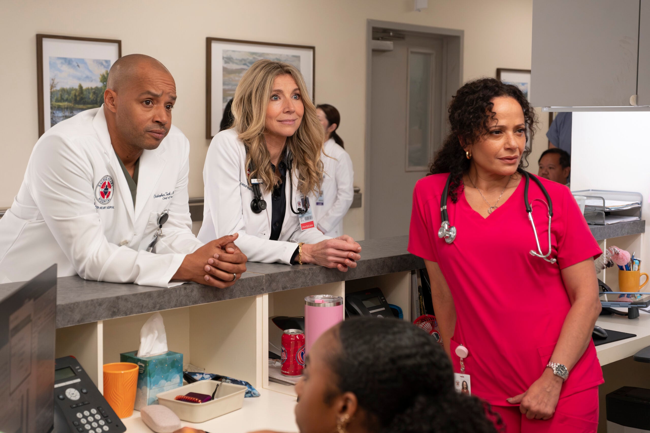SCRUBS - "Episode 101" -- DONALD FAISON, SARAH CHALKE, JUDY REYES