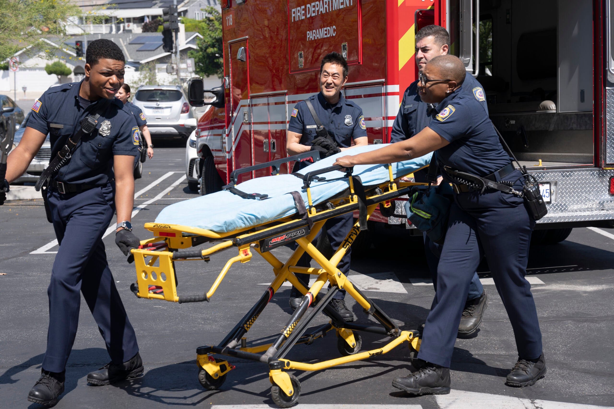 9-1-1 Season 9 Episode 17, "I Got You Babe" -- ELIJAH M. COOPER, KENNETH CHOI, AISHA HINDS