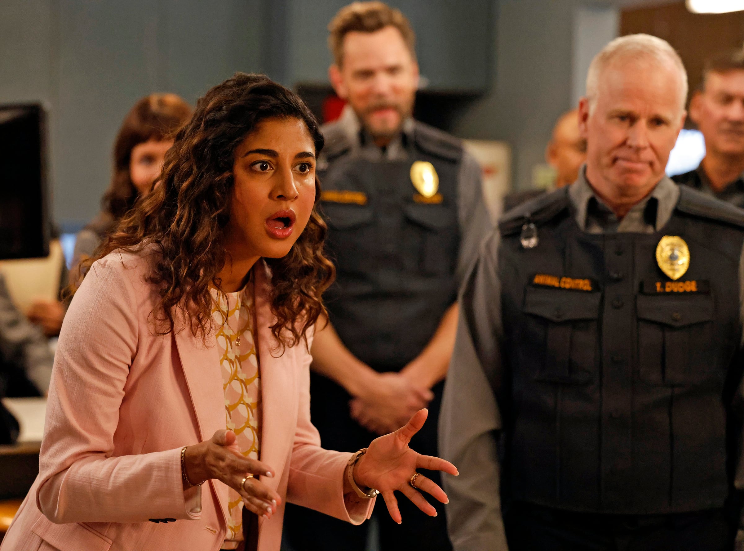 Animal Control Season 4 Episode 11, "Coyotes and Eagles" -- Vella Lovell, Joel McHale and Gerry Dee