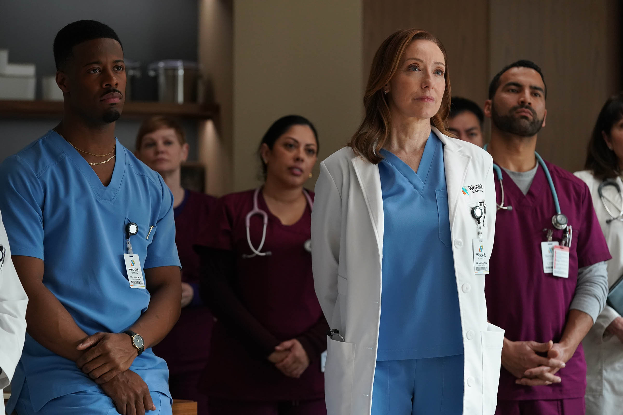 Still from Doc Season 2 Episode 20 of Patrick Walker and Molly Parker pictured from left to right.