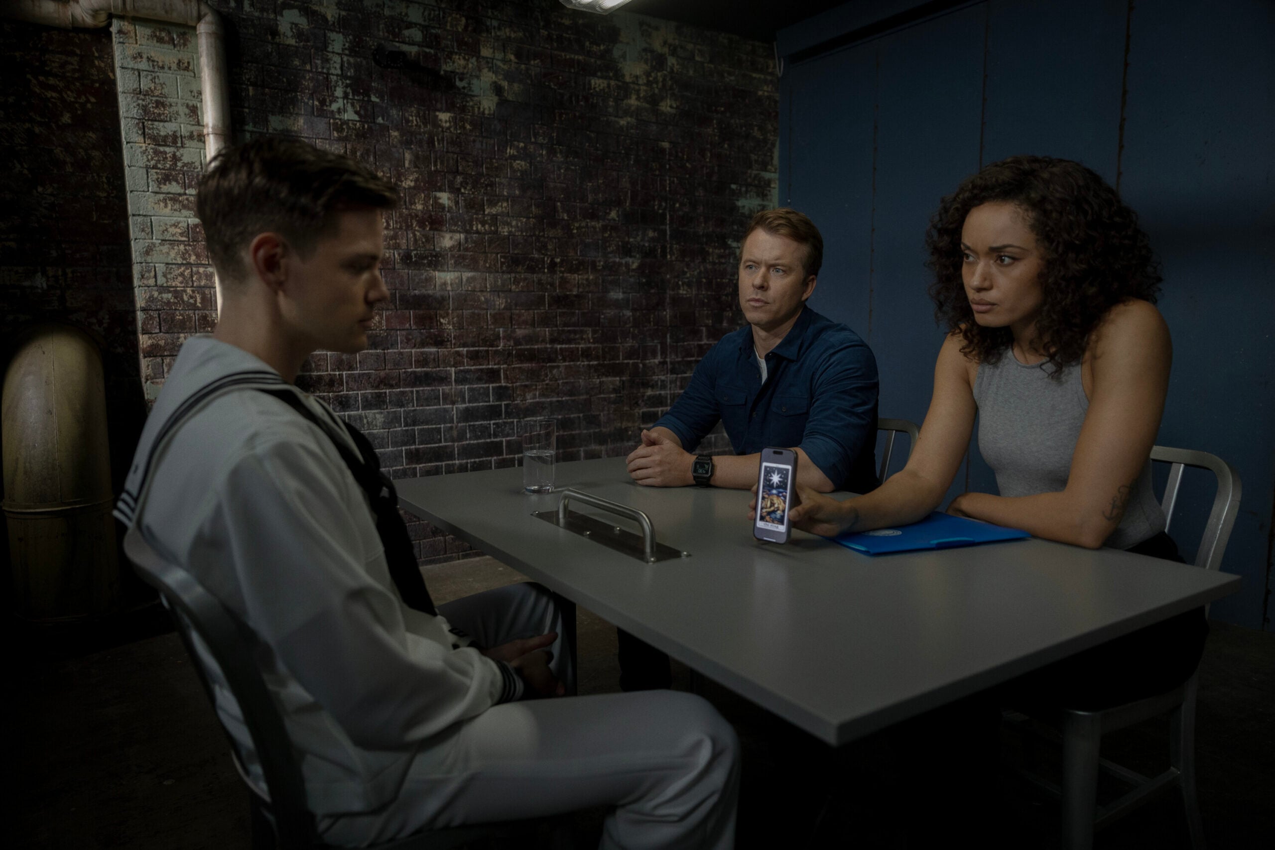 NCIS: Sydney Season 3 Episode 14, "Death Card" -- Tom Rodgers as Petty Officer Connor Walt, Todd Lasance as AFP Liaison Officer Sergeant Jim 'JD' Dempsey and Olivia Swann as NCIS Special Agent Captain Michelle Mackey