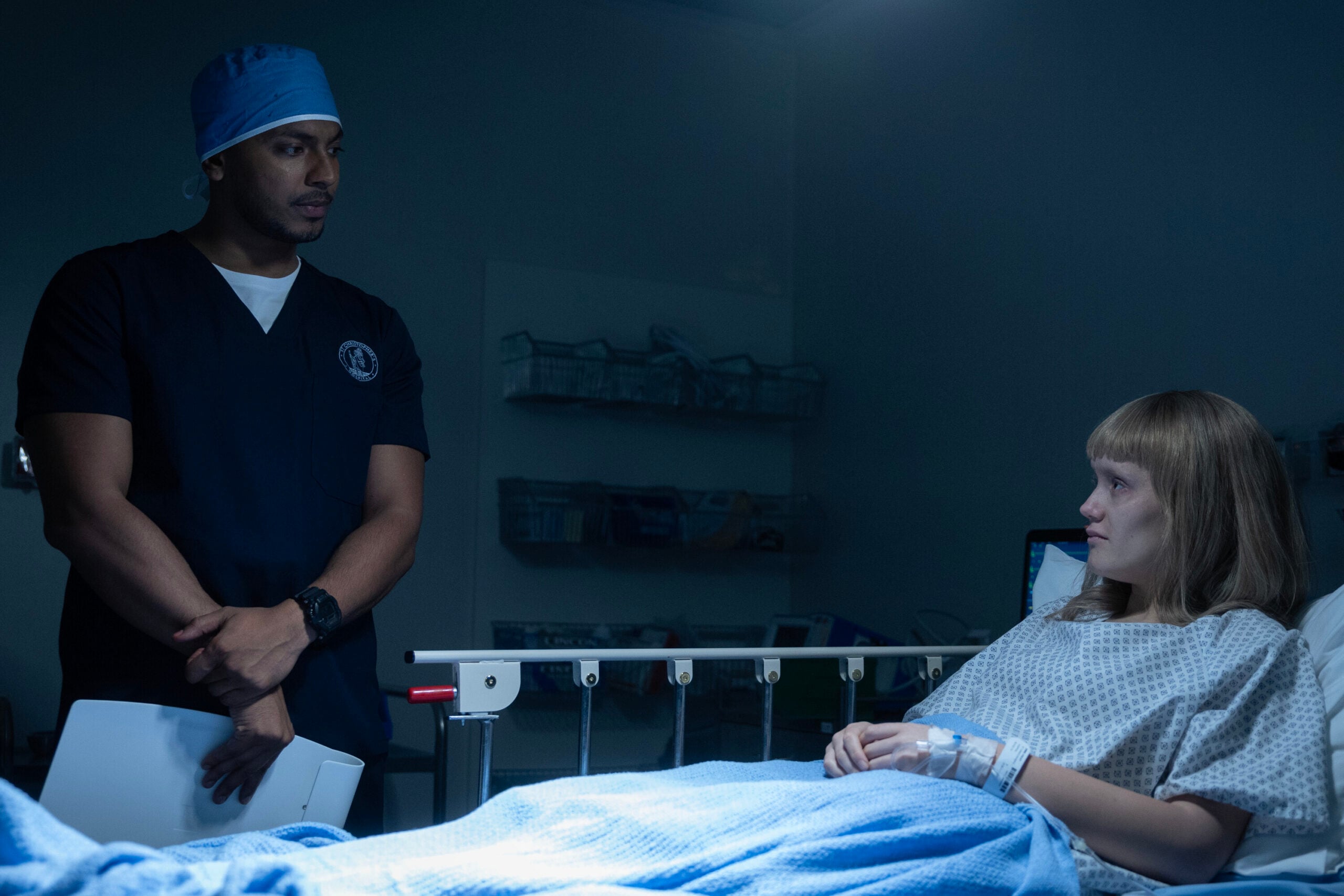 NCIS: Sydney Season 3 Episode 16, "Ticker" -- Sean Sagar as NCIS Special Agent DeShawn Jackson and Adelaide Kennedy as Violet