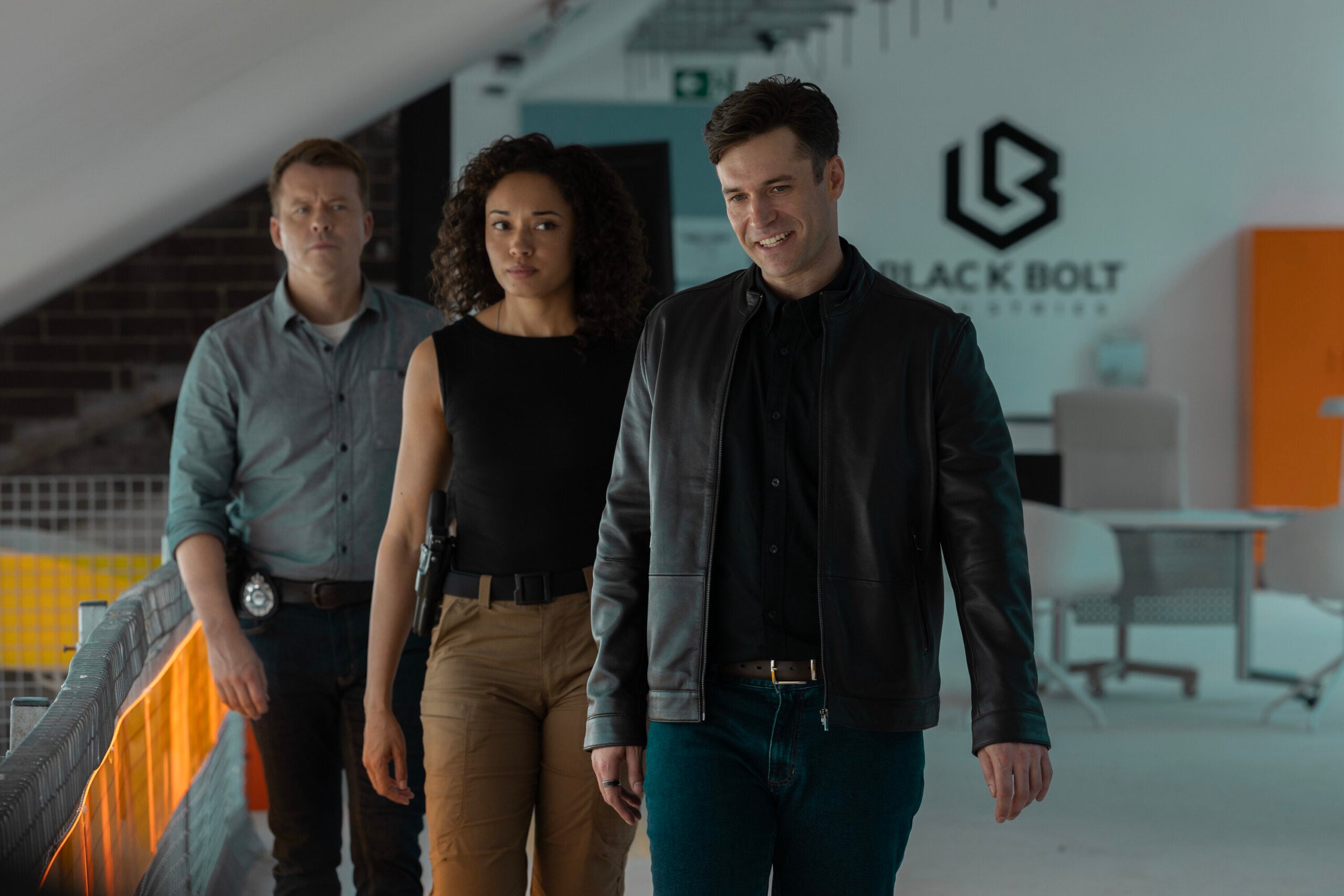 NCIS: Sydney Season 3 Episode 17, "Flight Club" -- Todd Lasance as AFP Liaison Officer Sergeant Jim 'JD' Dempsey, Olivia Swann as NCIS Special Agent Captain Michelle Mackey, Nic English as Julian Black