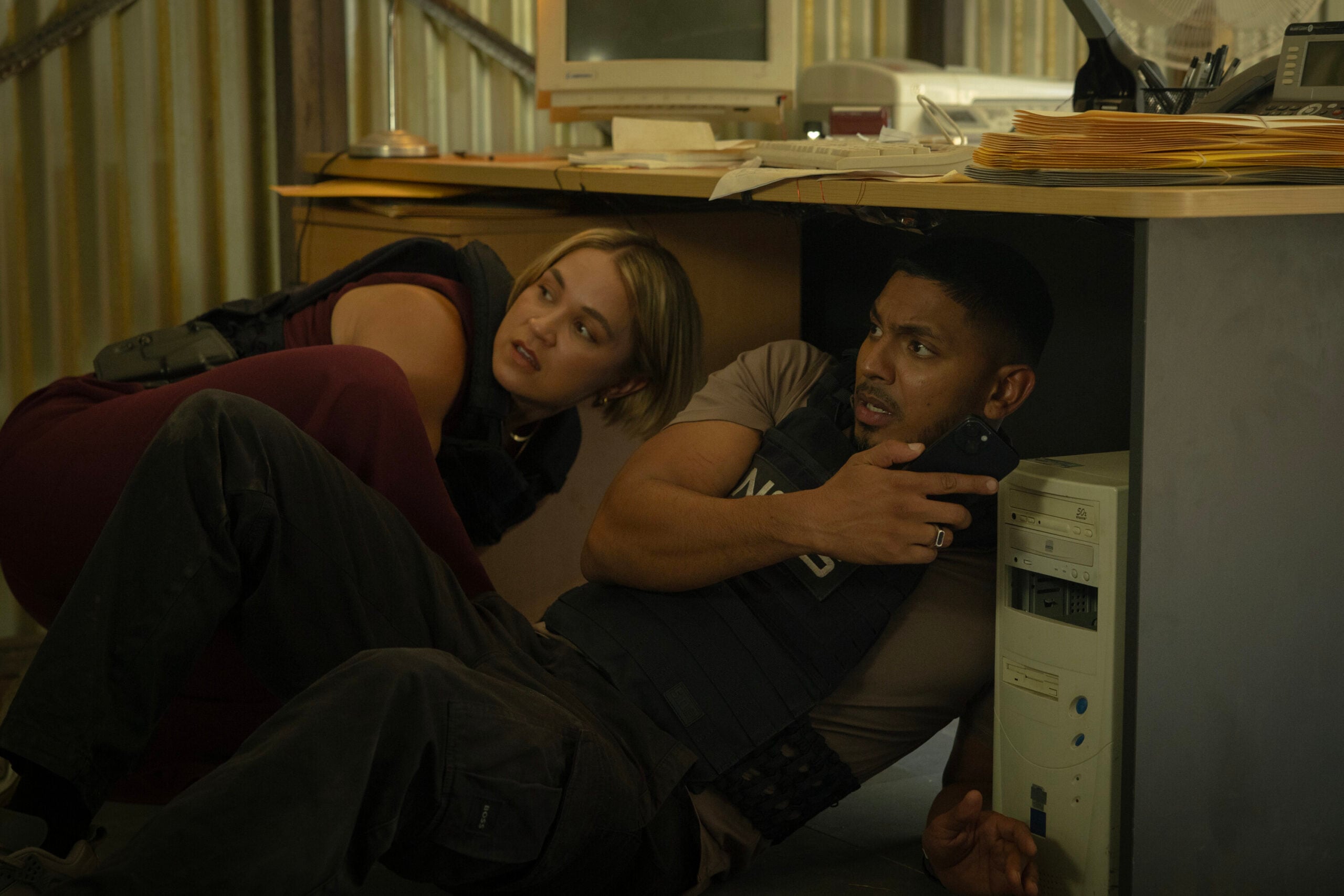 NCIS: Sydney Season 3 Episode 17, "Flight Club" -- Tuuli Narkle as AFP Liaison Officer Constable Evie Cooper and Sean Sagar as NCIS Special Agent DeShawn Jackson