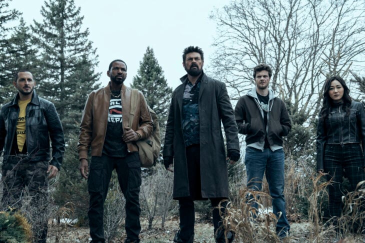 The Boys Season 5 — Tomer Capone (Frenchie), Laz Alonso (Mother's Milk), Karl Urban (Billy Butcher), Jack Quaid (Hughie Campbell), Karen Fukuhara (Kimiko) The Boys Season 5 Episode 4: King of Hell 