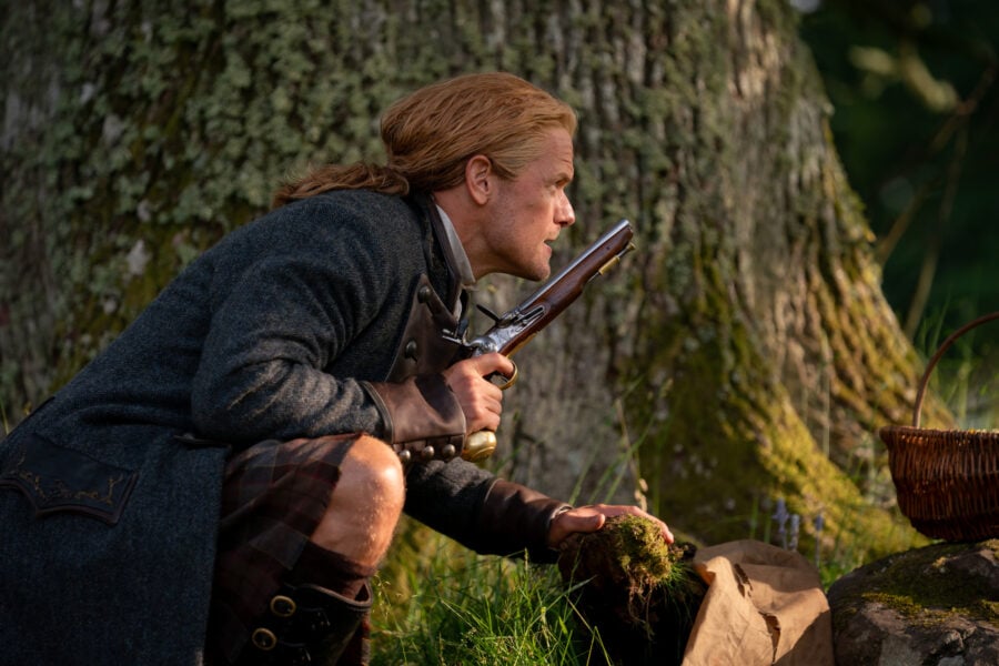 Outlander Season 8 Episode 5 — Sam Heughan (“Jamie Fraser”). Photo Courtesy of STARZ