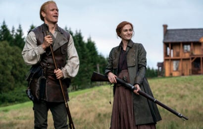 Outlander 808 — In the Forest, Left to Right: Sophie Skelton (“Brianna Fraser MacKenzie”) and Richard Rankin (“Roger MacKenzie”) Outlander Season 8 Episode 8 Review: In the Forest 