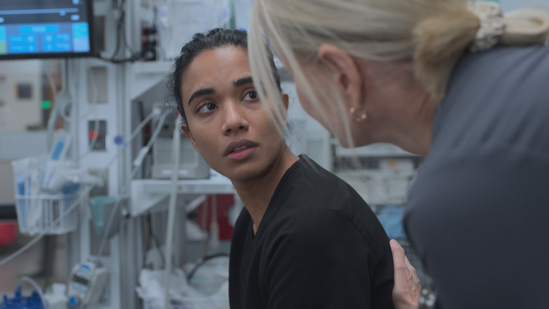 The Pitt Season 2 Episode 14 — Supriya Ganesh, Katherine LaNasa (Warrick Page/HBOMAX) | Tell-Tale TV The Pitt Season 2 Episode 14 — Supriya Ganesh, Katherine LaNasa (Warrick Page/HBOMAX)