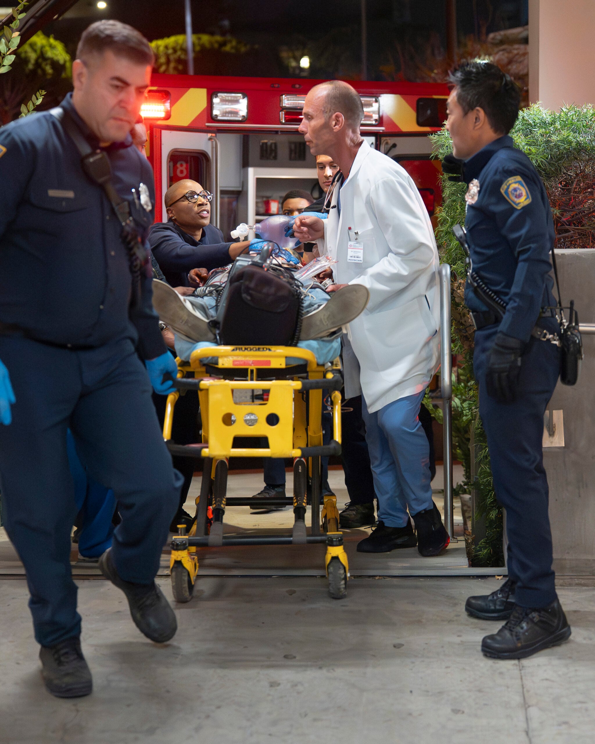 9-1-1 Season 9 Episode 18, "Hearts and Flowers" -- AISHA HINDS, KENNETH CHOI