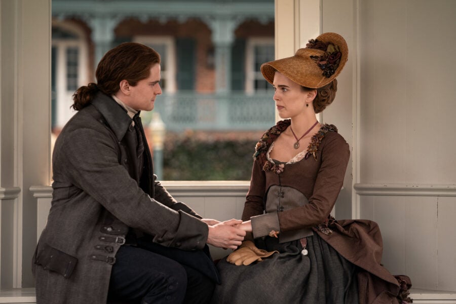 Outlander Season 8 Episode 9 - Carla Woodcock (“Amaranthus”) and Charles Vandervaart (“William Ransom”). Photo courtesy of STARZ