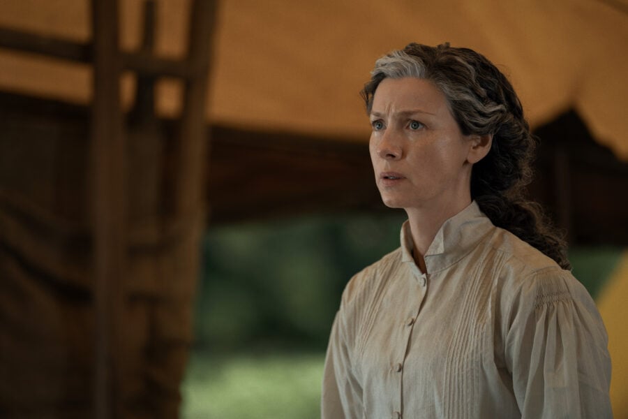 Outlander 810 — Caitríona Balfe (“Claire Fraser”). Photo courtesy of STARZ. | Tell-Tale TV Outlander 810 — Caitríona Balfe (“Claire Fraser”). Photo courtesy of STARZ. Outlander Season 8 Episode 10 Review: And the World Was All Around Us