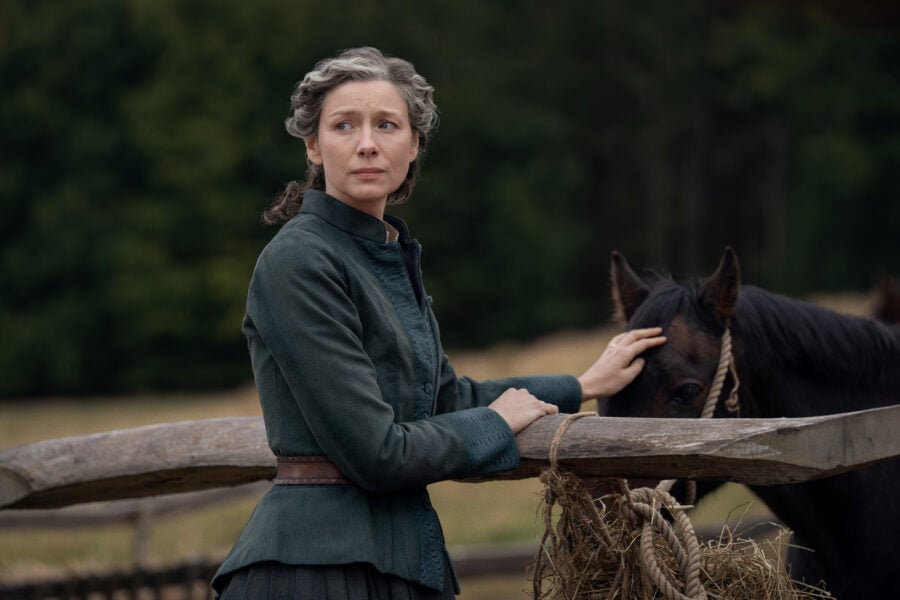 Outlander 810 — Caitríona Balfe (“Claire Fraser”). Photo courtesy of STARZ. | Tell-Tale TV Outlander 810 — Caitríona Balfe (“Claire Fraser”). Photo courtesy of STARZ. Outlander Season 8 Episode 10 Review: And the World Was All Around Us