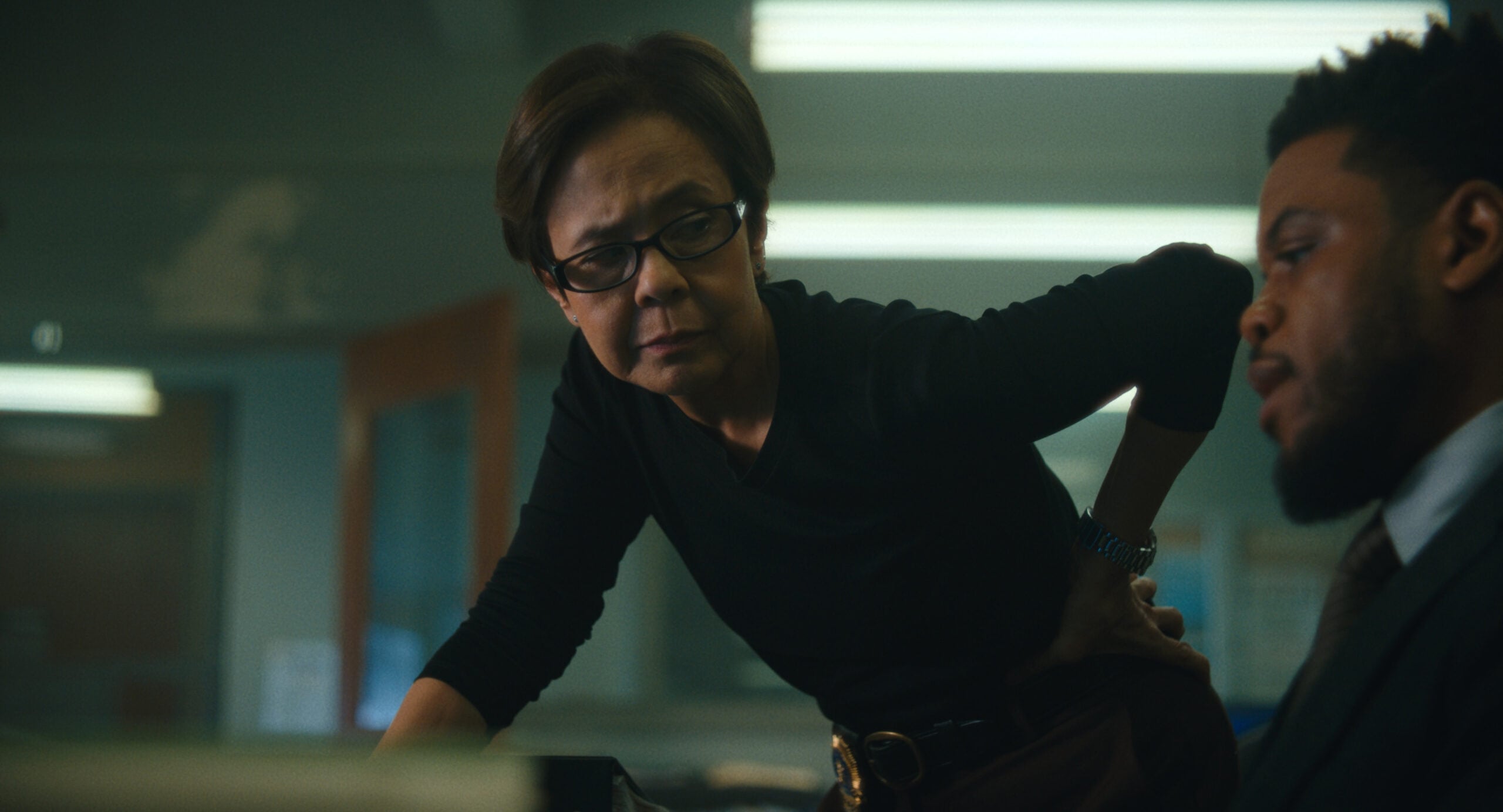 Dolly de Leon as Detective Gonzalez and Jon Michael Hill as Detective Baxter in Maximum Pleasure Guaranteed Season 1 Episode 4 Raisins Maximum Pleasure Guaranteed Season 1 Episode 4 Review: Raisins