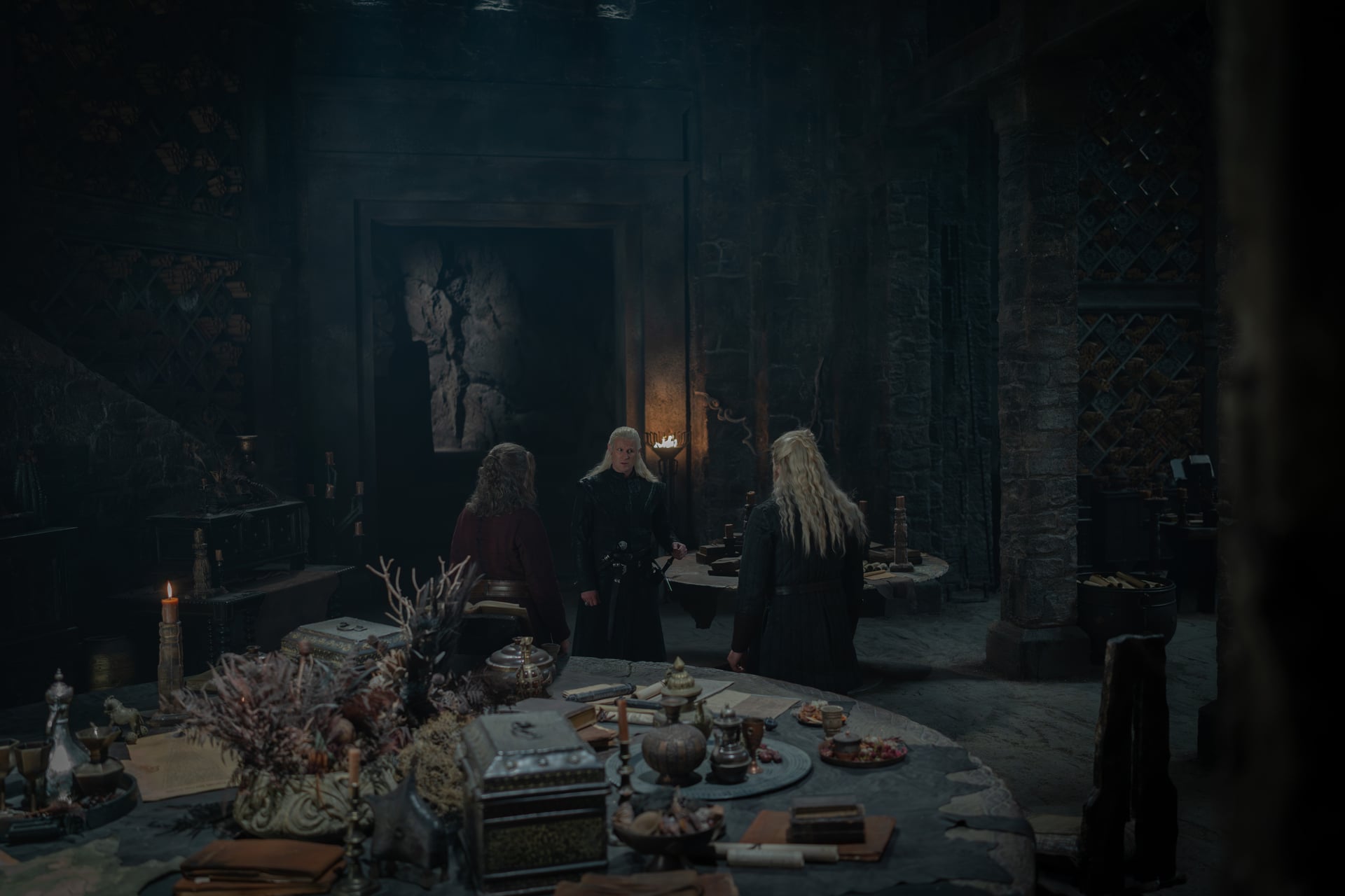 House of the Dragon Season 3 Episode 2 - (l-r) Tom Bennett, Matt Smith, and Kieran Bew What to Expect from House of the Dragon Season 3 Episode 2: The Aftermath of The Battle of the Gullet