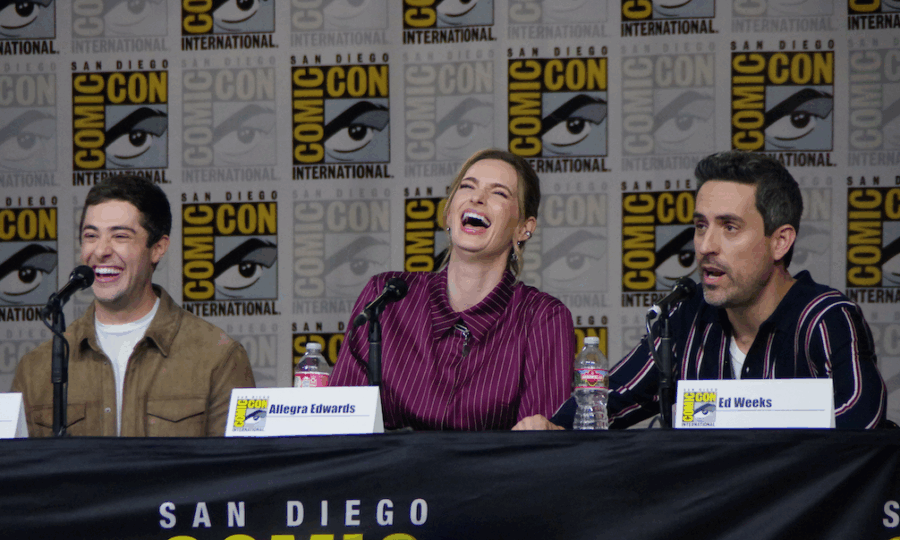 Eternally Yours at San Diego Comic Con 2026 — Ed Weeks (Charles), Allegra Edwards (Liz), Jaren Lewison (Max). Photo credit: Alicia Gilstorf. | Tell-Tale TV Eternally Yours at San Diego Comic Con 2026 — Ed Weeks (Charles), Allegra Edwards (Liz), Jaren Lewison (Max). Photo credit: Alicia Gilstorf. Eternally Yours Creators and Cast Tease a High-Stakes Vampire Comedy