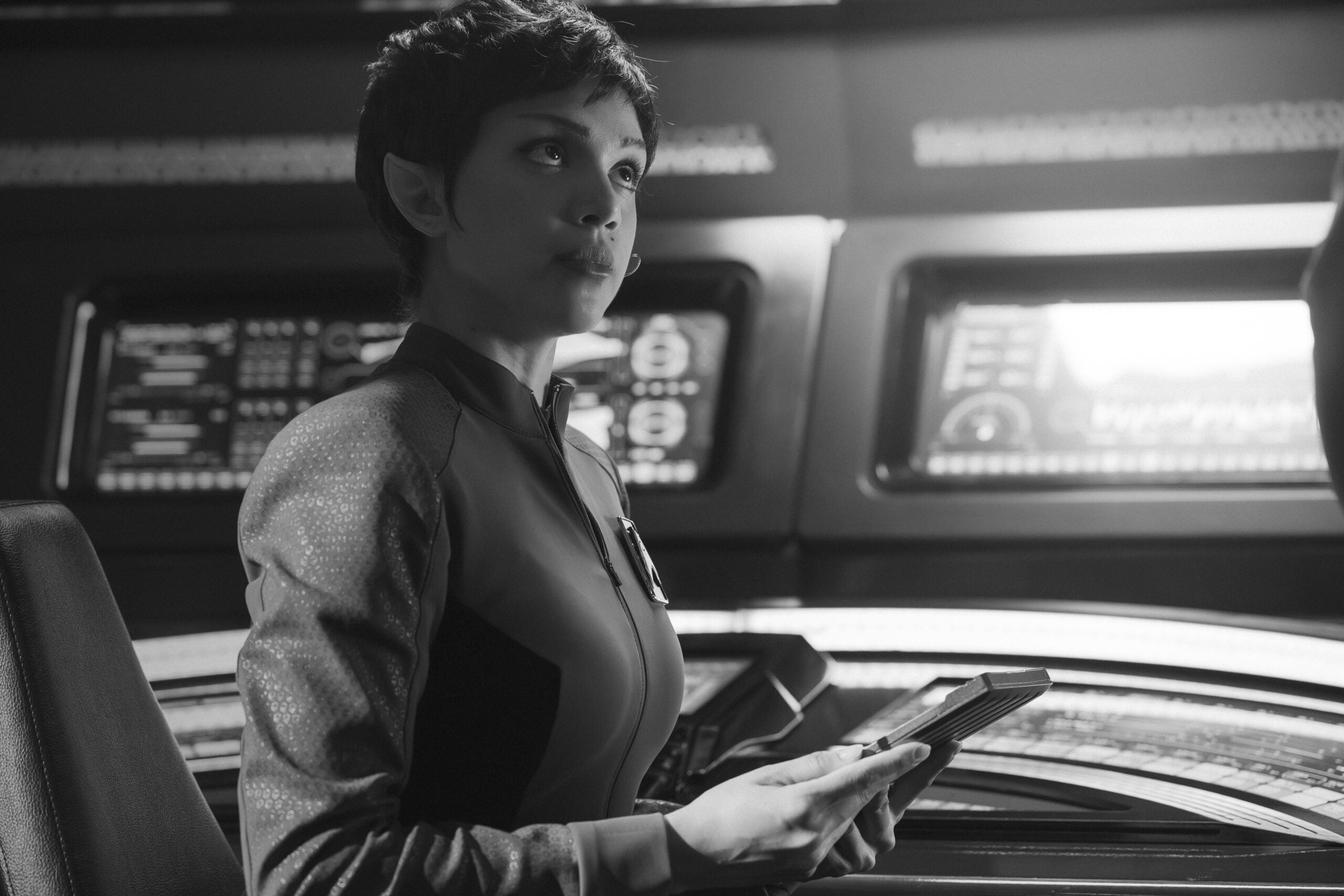 Star Trek: Strange New Worlds Season 4 Episode 4 - Bianca Nugara | Tell-Tale TV Still fro Star Trek: Strange New Worlds Season 4 Episode 4 of Bianca Nugara as A Star Trek: Strange New Worlds Season 4 Episode 4 Preview: Forget it Una, its Klingon Territory Still fro Star Trek: Strange New Worlds Season 4 Episode 4 of Bianca Nugara as A'Sha.'Sha.