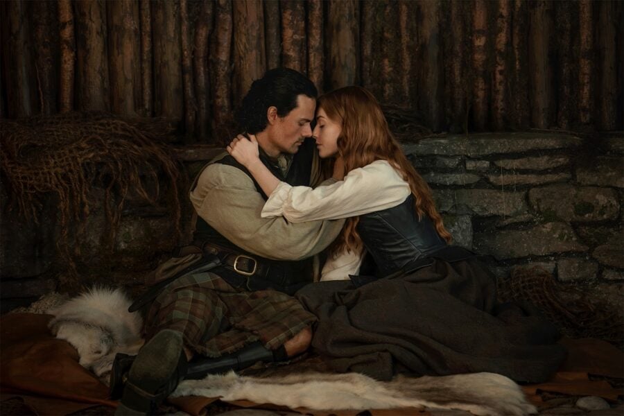 Outlander: Blood of My Blood Season 2 Episode 1 - Jamie Roy (Brian Fraser) and Harriet Slater (Ellen MacKenzie). Photo courtesy of STARZ. Outlander: Blood of my Blood Season 2 Episode 1 Review: Back Where We Began