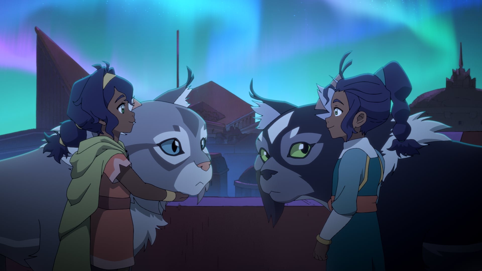 Early Release Images What to Watch on TV This Week: One Chicago, Cupertino, Ted Lasso and More Still from Avatar: Seven Havens Season 1 Episode 1 of Saheli Khan, Dee Bradley Baker, and Nisha pictured from left to right