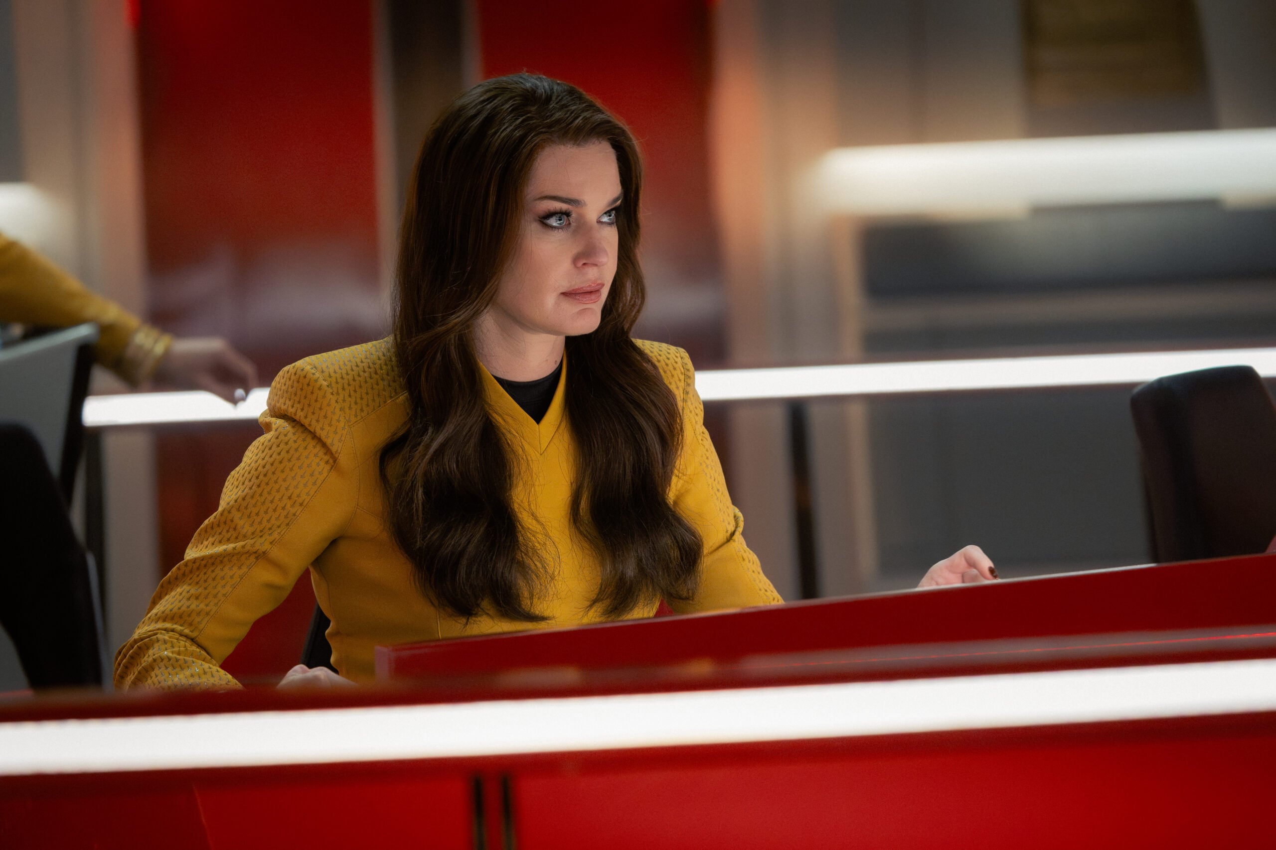 Still from Star Trek: Strange New Worlds Season 4 Episode 9 of Rebecca Romijn as Una. Star Trek: Strange New Worlds Season 4 Episode 9 Preview: A World of Pure Imagination Still from Star Trek: Strange New Worlds Season 4 Episode 9 of Rebecca Romijn as Una.