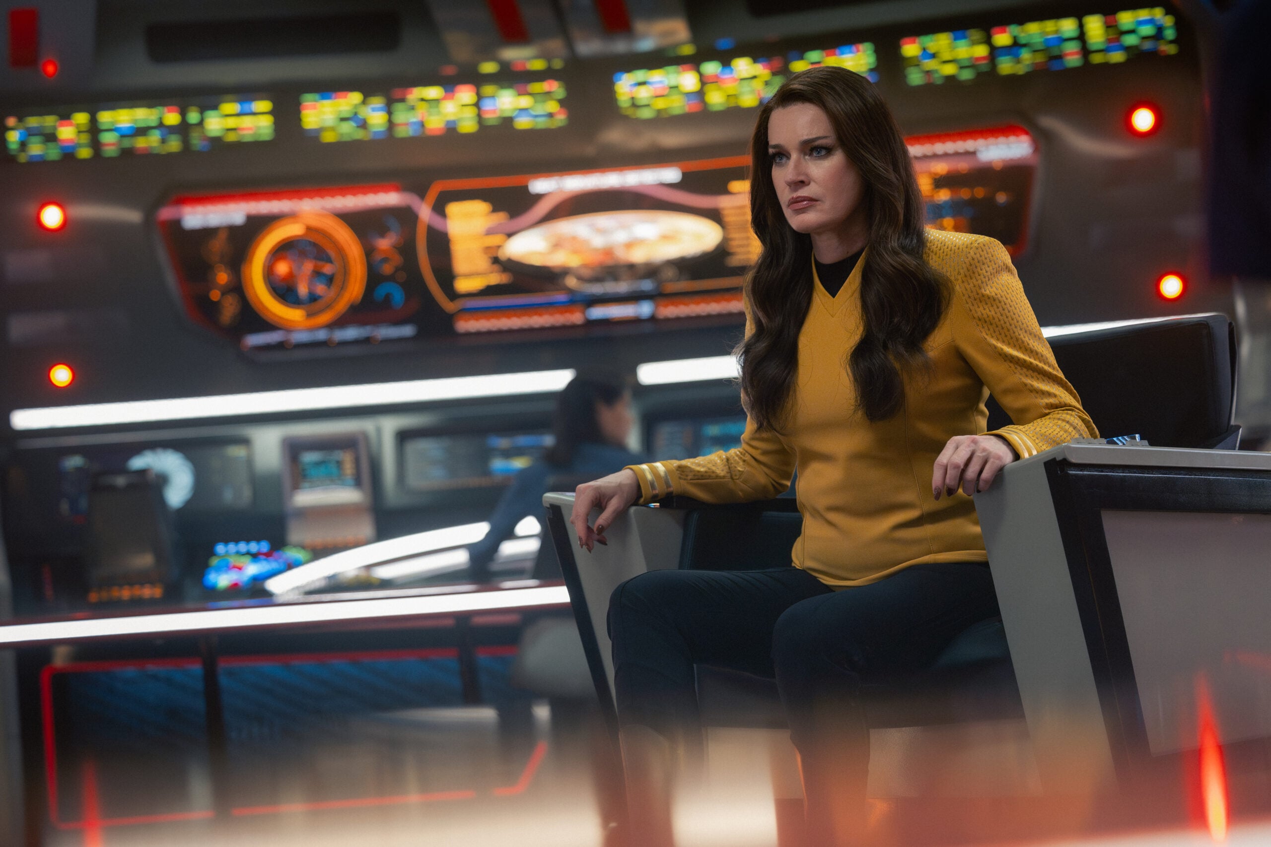 Still from Star Trek: Strange New Worlds Season 4 Episode 9 of Rebecca Romijn as Una. Star Trek: Strange New Worlds Season 4 Episode 9 Preview: A World of Pure Imagination Still from Star Trek: Strange New Worlds Season 4 Episode 9 of Rebecca Romijn as Una.