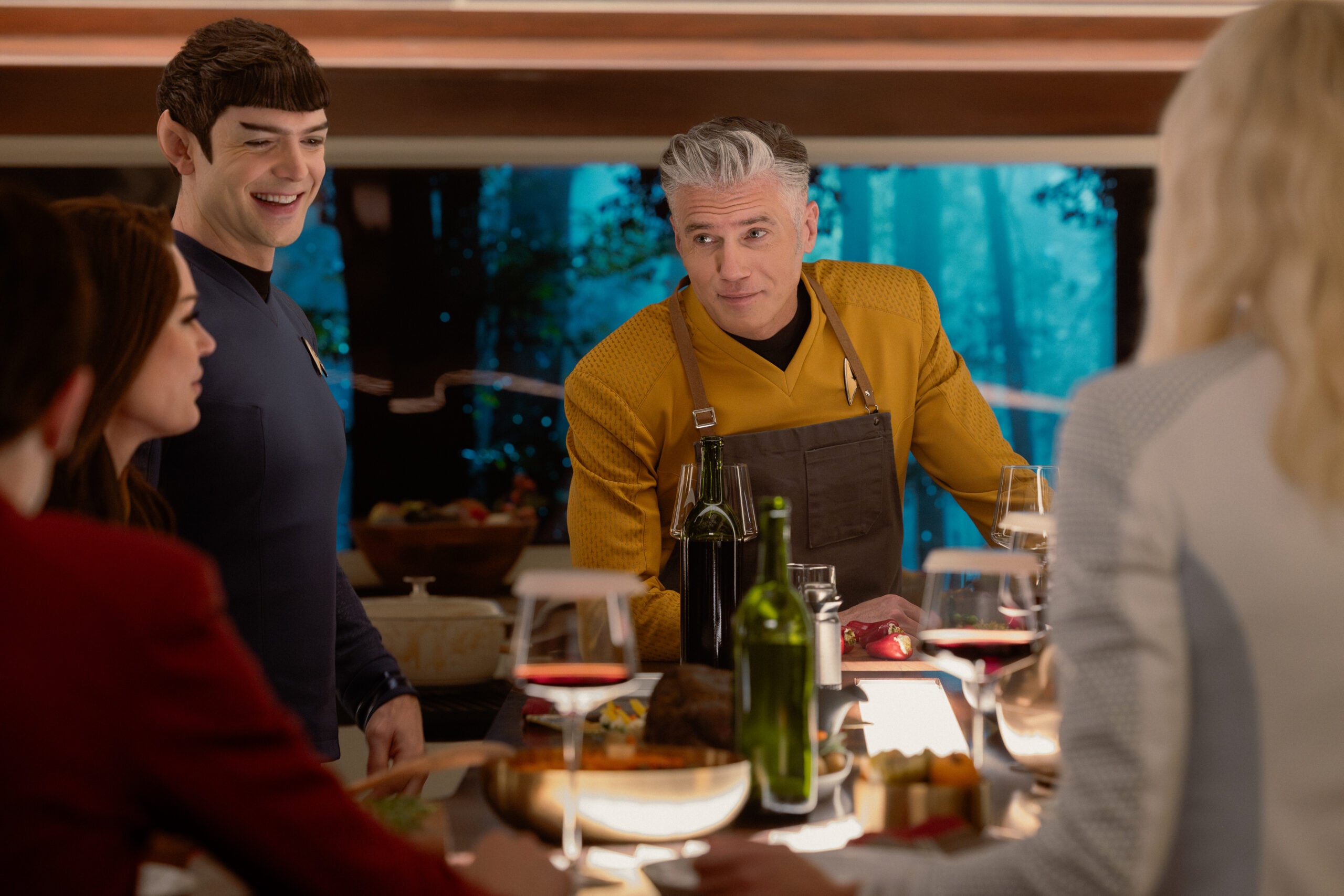 Star Trek: Strange New Worlds Season 4 Episode 10 - Ethan Peck and Anson Mount | Tell-Tale TV Still from Star Trek: Strange New Worlds Season 4 Episode 10 of Ethan Peck as Spock and Anson Mount as Captain Pike pictured from left to right. Star Trek: Strange New Worlds Season 4 Episode 10 Preview: A Timey Wimey Finale Still from Star Trek: Strange New Worlds Season 4 Episode 10 of Ethan Peck as Spock and Anson Mount as Captain Pike pictured from left to right.