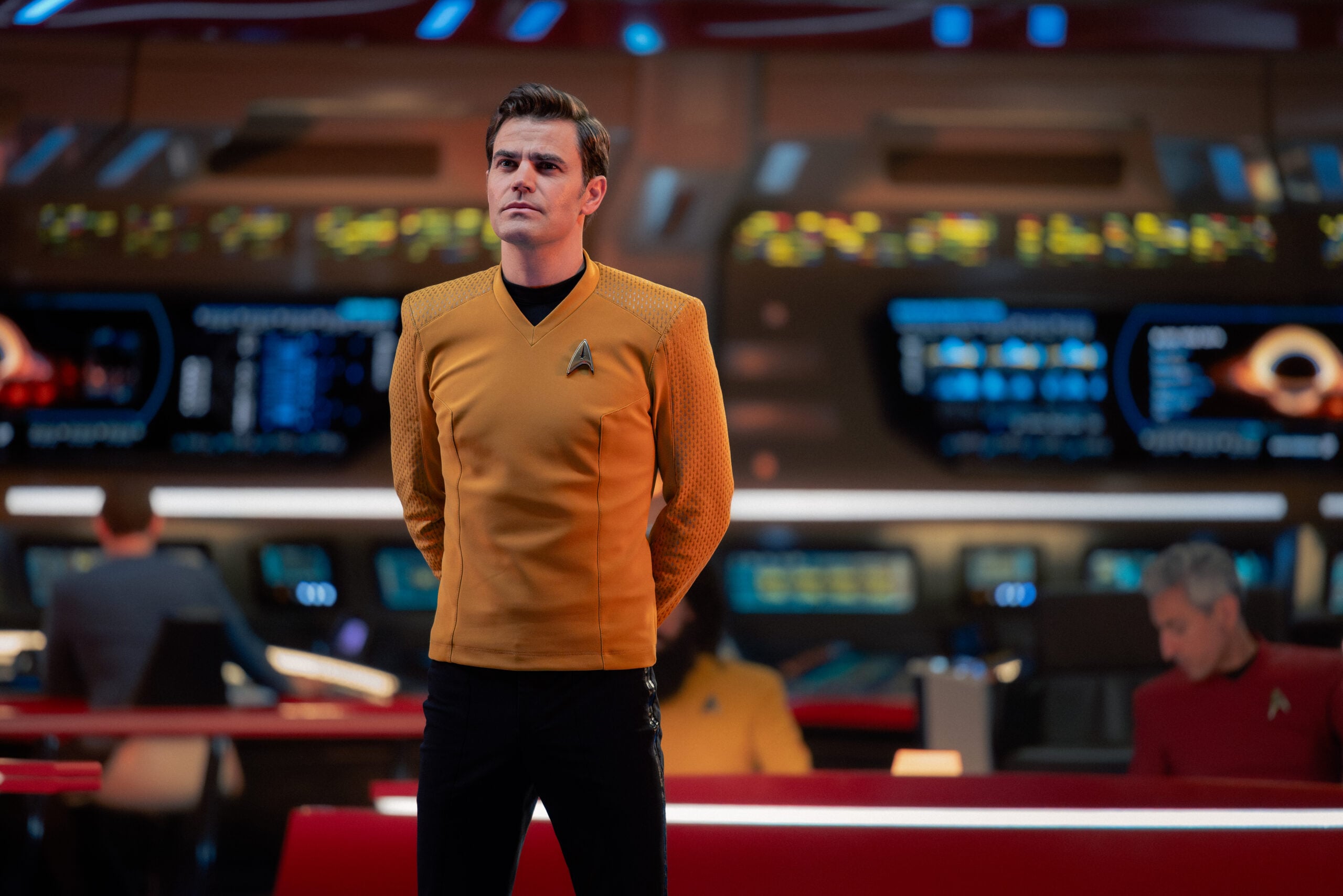 Star Trek: Strange New Worlds Season 4 Episode 10 - Paul Wesley | Tell-Tale TV Still from Star Trek: Strange New Worlds Season 4 Episode 10 of Paul Wesley as James T. Kirk. Star Trek: Strange New Worlds Season 4 Episode 10 Preview: A Timey Wimey Finale Still from Star Trek: Strange New Worlds Season 4 Episode 10 of Paul Wesley as James T. Kirk.