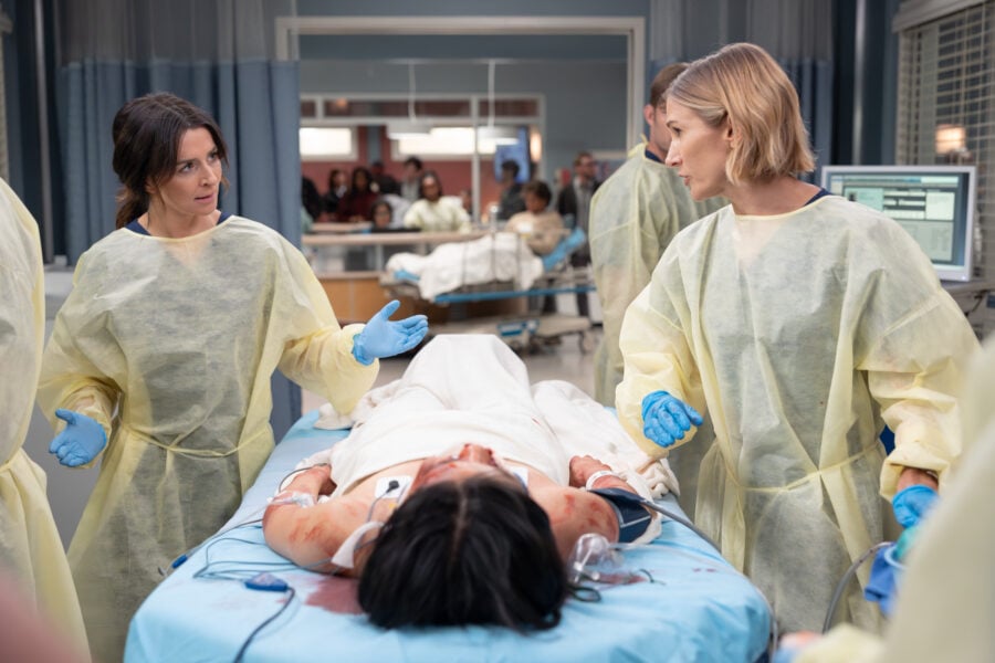 Grey What to Expect from Grey’s Anatomy Season 23 Episode 1: Collide Grey's Anatomy Season 23 Episode 1's Anatomy Season 23 Episode 1 - CATERINA SCORSONE, JEN LANDON