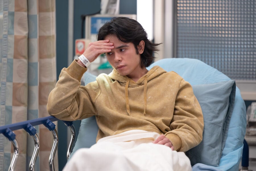 Actor MARTIN MARTINEZ in a hospital bed on Grey What to Expect from Grey’s Anatomy Season 23 Episode 1: Collide's Anatomy episode 2301.