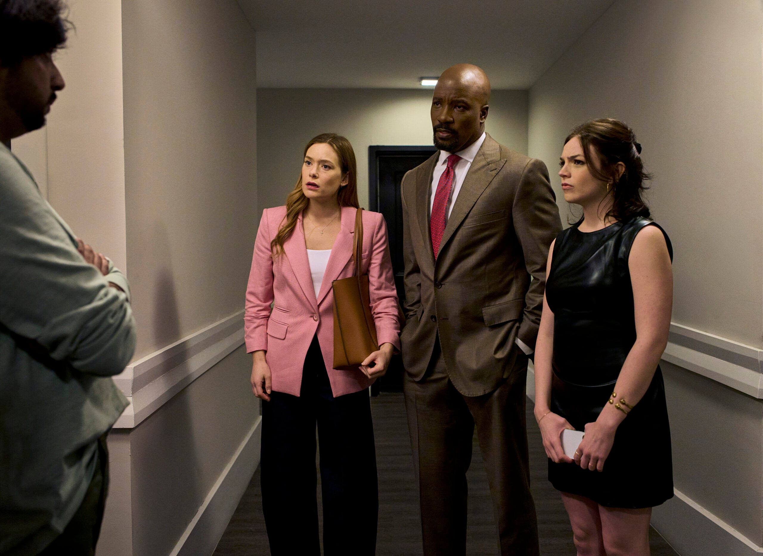 Cupertino Season 1 Episode 2 - Nik Dodani, Rachel Keller , Mike Colter, and Ella Stiller | Tell-Tale TV Still from Cupertino Season 1 episode 2 of Nik Dodani as Vikram Malhotra, Rachel Keller as Olivia Siffre, Mike Colter as Michael Price, and Ella Stiller as Christy Palladino pictured from left to right. Cupertino Season 1 Episode 2 Preview: Busy Philipps Enters the Scene Still from Cupertino Season 1 episode 2 of Nik Dodani as Vikram Malhotra, Rachel Keller as Olivia Siffre, Mike Colter as Michael Price, and Ella Stiller as Christy Palladino pictured from left to right.