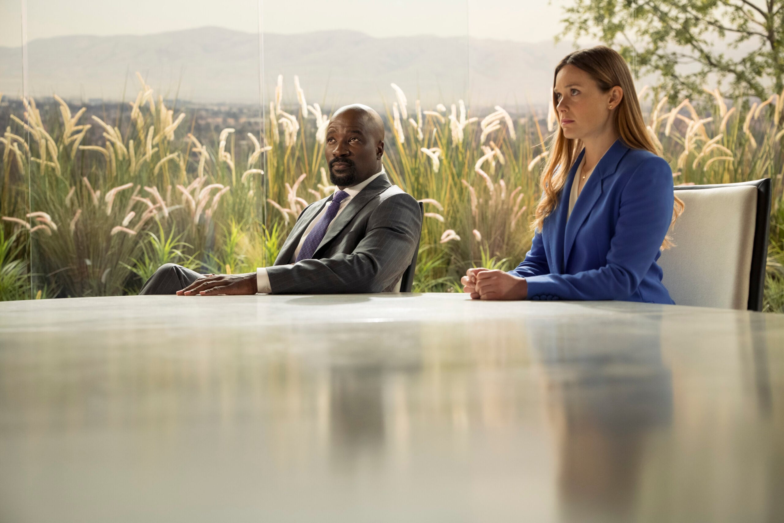 Still from Cupertino Season 1 Episode 3 of Mike Colter as Michael Price and Rachel Keller as Olivia Siffre pictured from left to right. Cupertino Season 1 Episode 3 Preview: Trouble Making Exes Still from Cupertino Season 1 Episode 3 of Mike Colter as Michael Price and Rachel Keller as Olivia Siffre pictured from left to right.