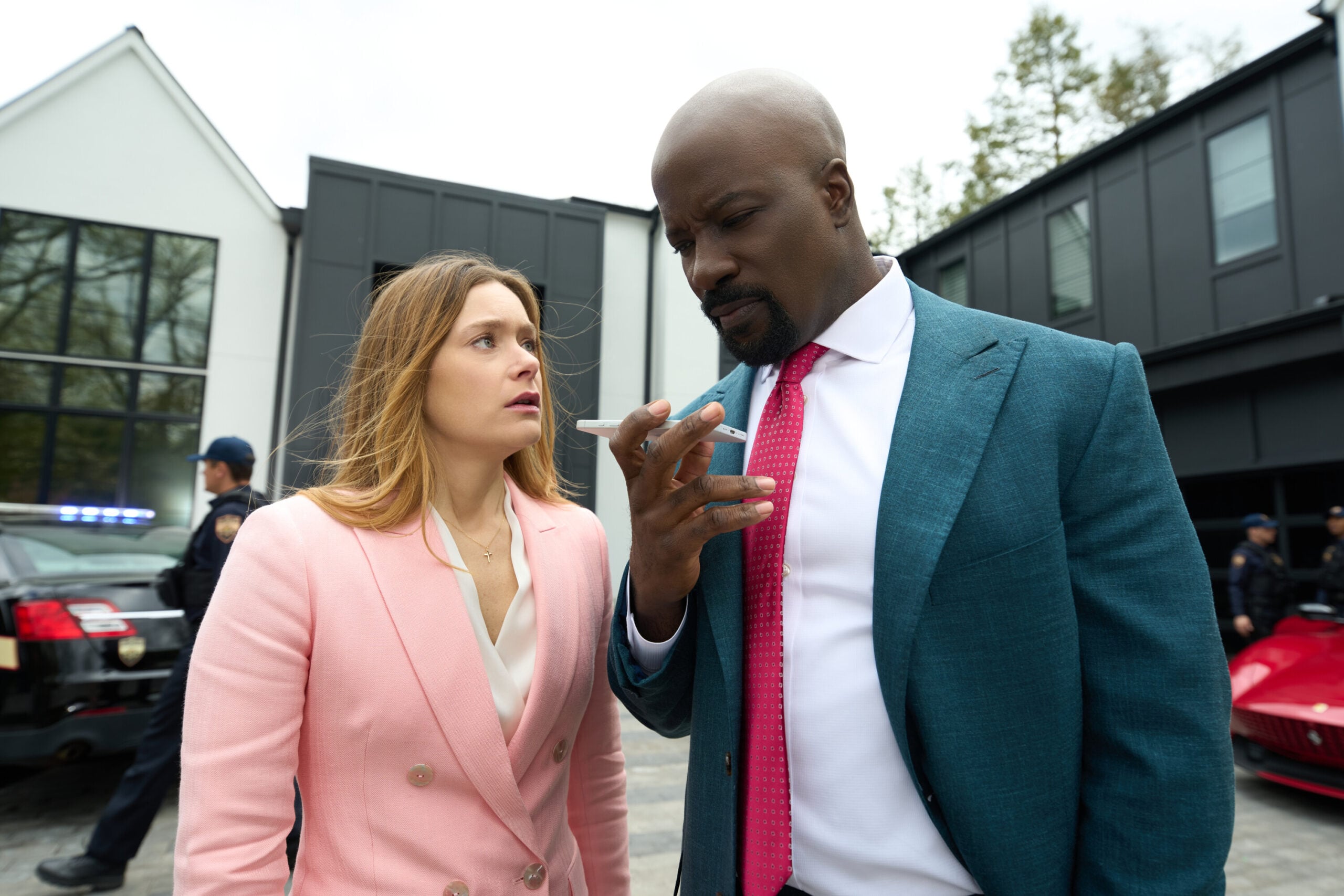 Cupertino Season 1 Episode 4 - Rachel Keller and Mike Colter | Tell-Tale TV Still from Cupertino Season 1 Episode 4 of Rachel Keller as Olivia Siffre and Mike Colter as Michael Price pictured from left to right. Cupertino Season 1 Episode 4 Preview: Will Nichole and Natalia Become Besties? Still from Cupertino Season 1 Episode 4 of Rachel Keller as Olivia Siffre and Mike Colter as Michael Price pictured from left to right.