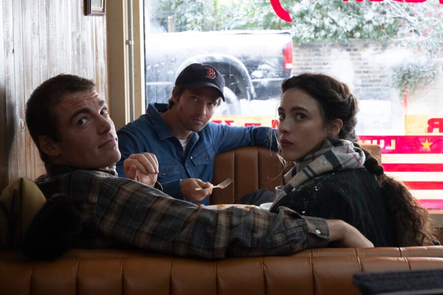(l-r) Charlie (Gabriel Basso), Jason (Patrick Schwarzenegger), and Maya (Margaret Qualley) In LOVE OF YOUR LIFE Photo: Chiabella James/Prime © Amazon Content Services LLC | Tell-Tale TV (l-r) Charlie (Gabriel Basso), Jason (Patrick Schwarzenegger), and Maya (Margaret Qualley) In LOVE OF YOUR LIFE Photo: Chiabella James/Prime © Amazon Content Services LLC A Recent Tragedy Rears Its Ugly Head in Margaret Qualley’s Love of Your Life