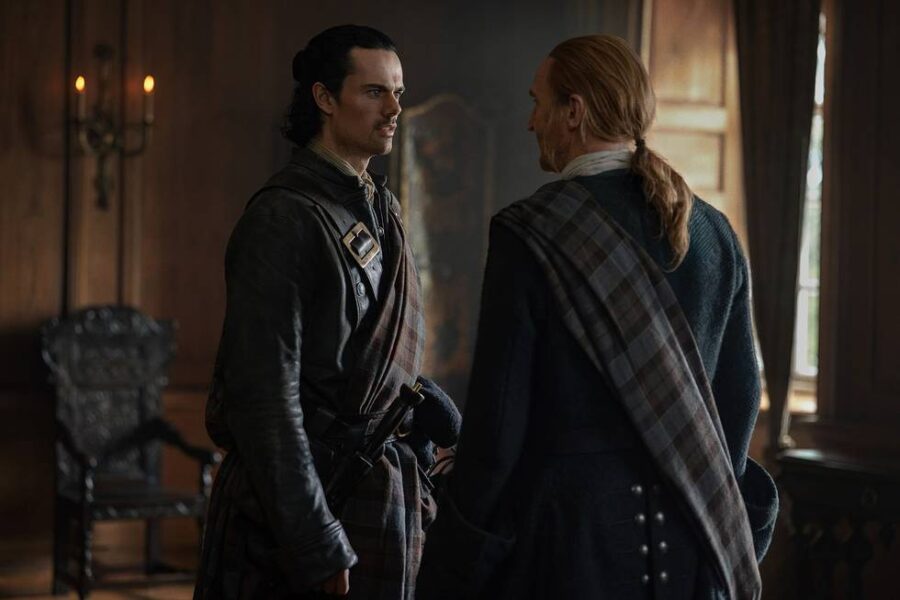 Outlander: Blood of my Blood Season 2 Episode 4, "A Portion of my Soul" - Left to Right: Jamie Roy (“Brian Fraser”) and Tony Curran (“Lord Lovat”) | Tell-Tale TV Outlander: Blood of my Blood Season 2 Episode 4, "A Portion of my Soul" - Left to Right: Jamie Roy (“Brian Fraser”) and Tony Curran (“Lord Lovat”) Outlander: Blood of my Blood Season 2 Episode 4 Review: War Makes for Strange Bedfellows